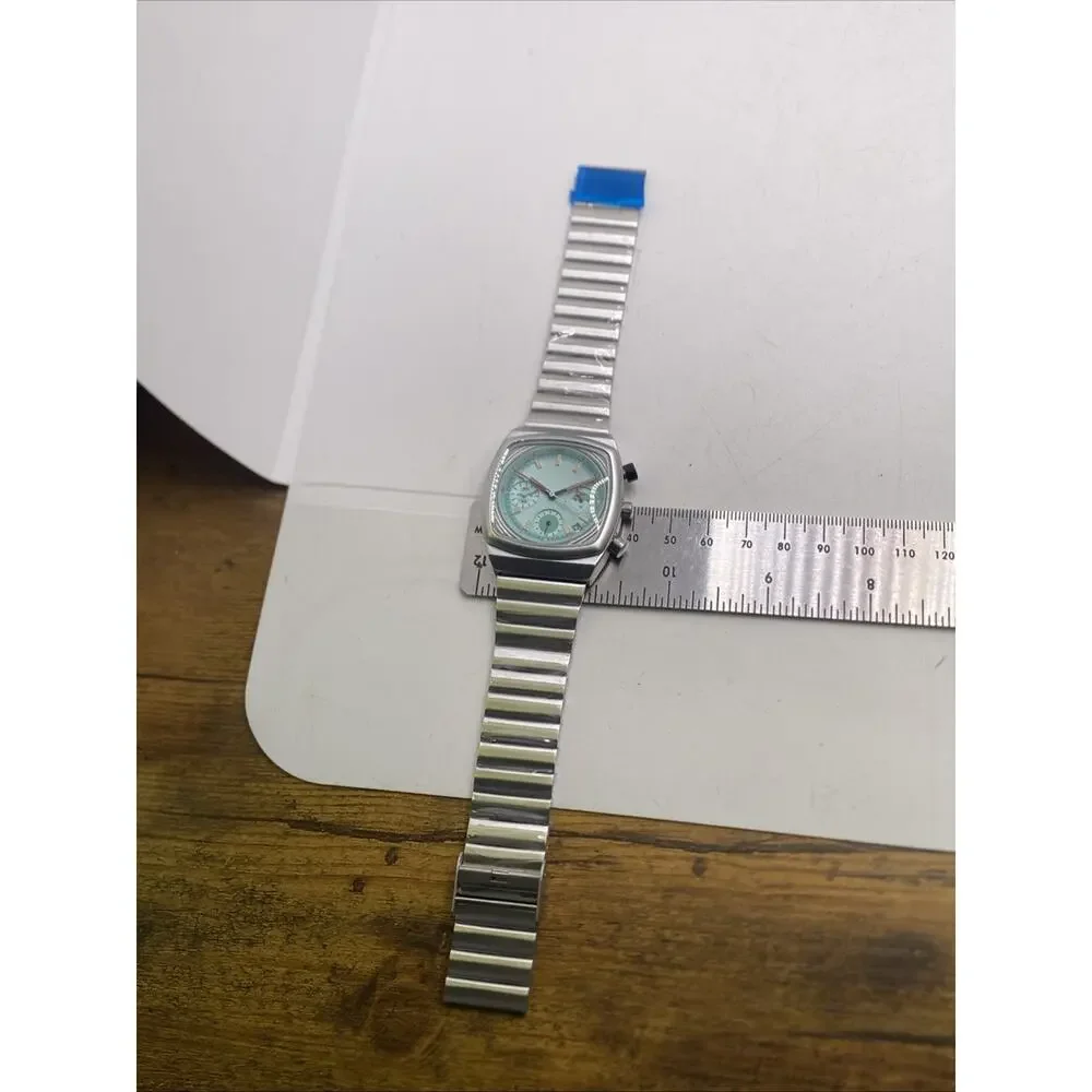 Mens Chronograph Retro Style Blue Dial Watch Works New Battery New